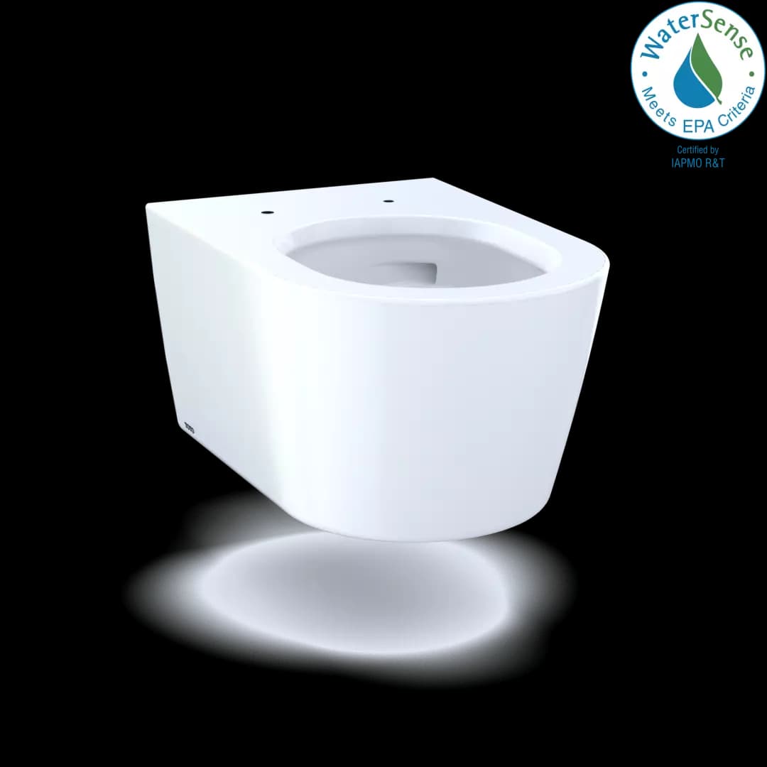 RP Wall-Hung Contemporary D-Shape Dual Flush 1.28 and 0.9 GPF Toilet with CEFIONTECT®, Cotton White - CT447CFG#01 material