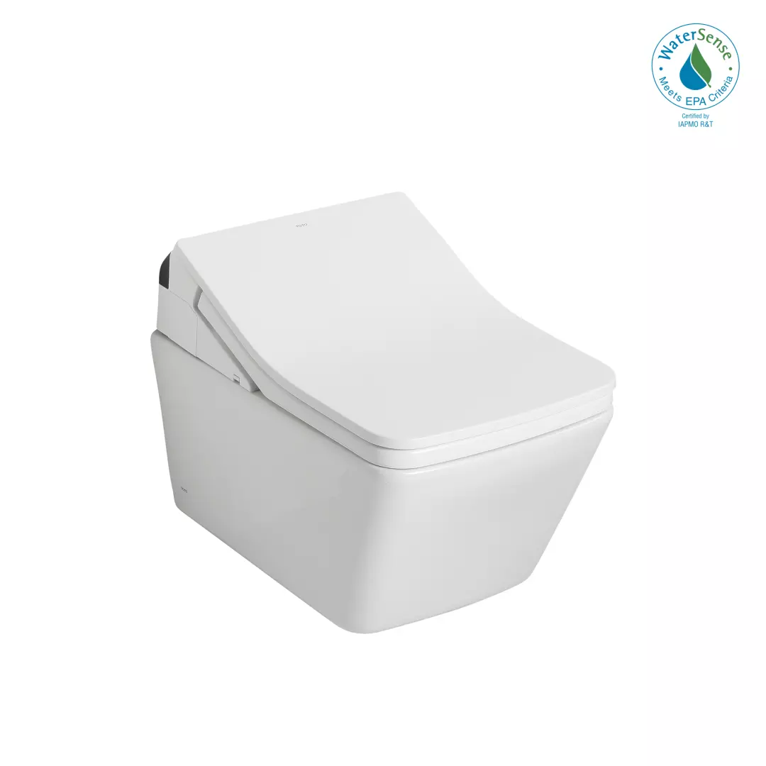 WASHLET®+ SP Wall-Hung Square-Shape Toilet with SX Bidet Seat and DuoFit® In-Wall 1.28 and 0.9 GPF Dual-Flush Tank System, Matter Silver - CWT4494049CMFG#MS material