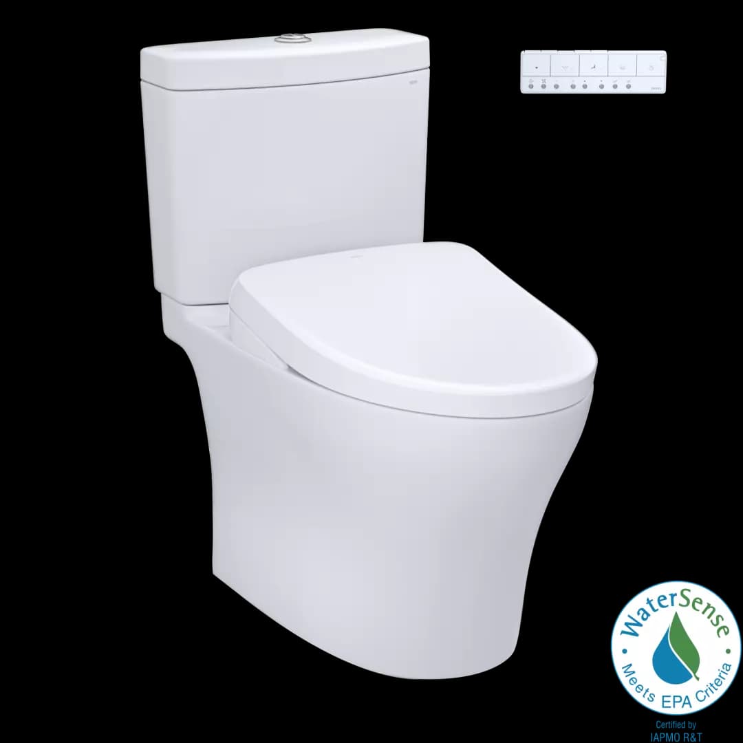 WASHLET®+ Aquia IV Two-Piece Elongated Dual Flush 1.28 and 0.9 GPF Toilet and Contemporary WASHLET S7A Contemporary Bidet Seat, Cotton White - MW4464736CEMGN#01 material