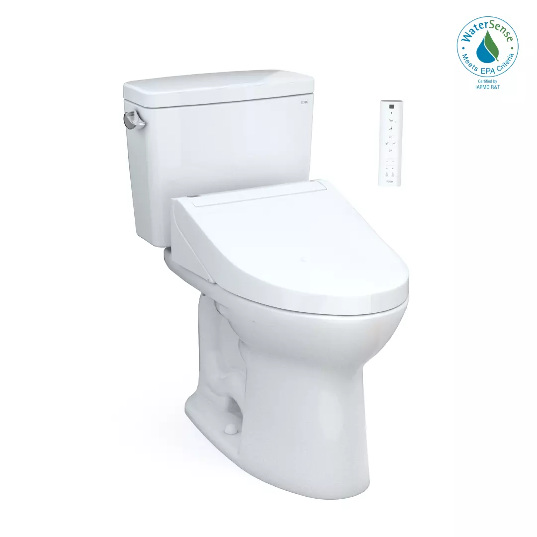 Drake® WASHLET®+ Two-Piece Elongated 1.28 GPF Universal Height TORNADO FLUSH® Toilet with C5 Bidet Seat, 10 Inch Rough-In, Cotton White - MW7763084CEFG.10#01 material