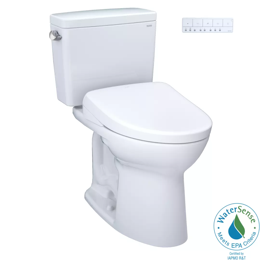 Drake® WASHLET®+ Two-Piece Elongated 1.28 GPF Universal Height TORNADO FLUSH® Toilet with Auto Flush S7 Contemporary Bidet Seat, Cotton White - MW7764726CEFGA#01 material