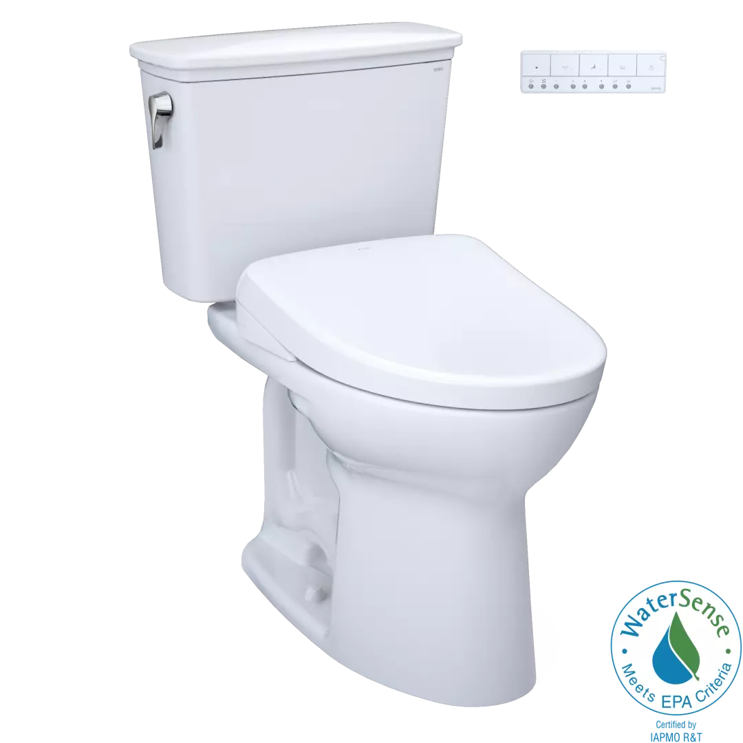 Drake® Transitional WASHLET®+ Two-Piece Elongated 1.28 GPF Universal Height TORNADO FLUSH® Toilet with S7A Contemporary Bidet Seat, Cotton White - MW7864736CEFG#01 material