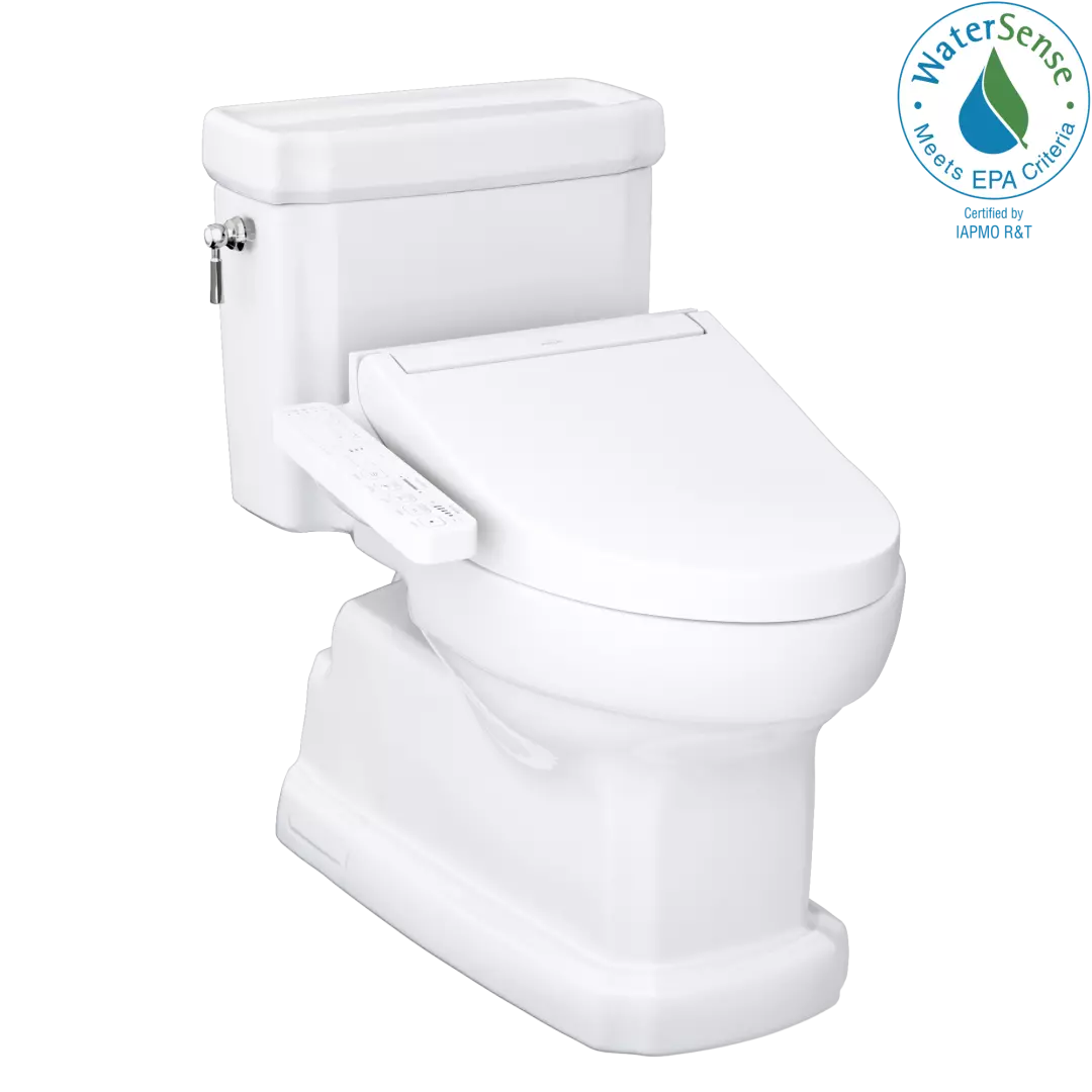 WASHLET®+ Eco Guinevere® Elongated 1.28 GPF Universal Height Toilet with C2 Bidet Seat, Cotton White - MW9743074CEFG#01 material