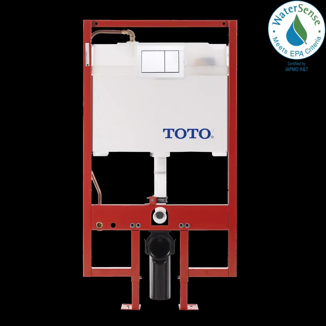 DuoFit® In-Wall Dual Flush 0.9 and 1.6 GPF Tank System Copper Supply line and White Rectangular Push Plate - WT152800M#WH material