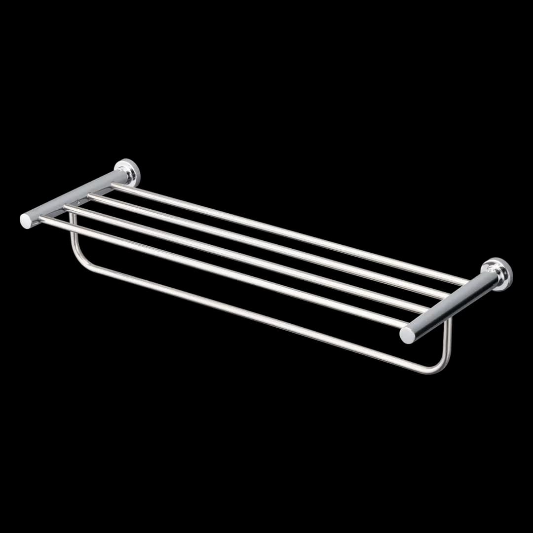 L Series Round Towel Shelf with Hanging Bar, Polished Chrome - YTS406BU#CP material