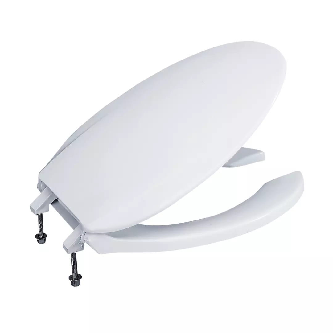Elongated Open Front Commerical Toilet Seat with Lid, Cotton White - SC134#01 material