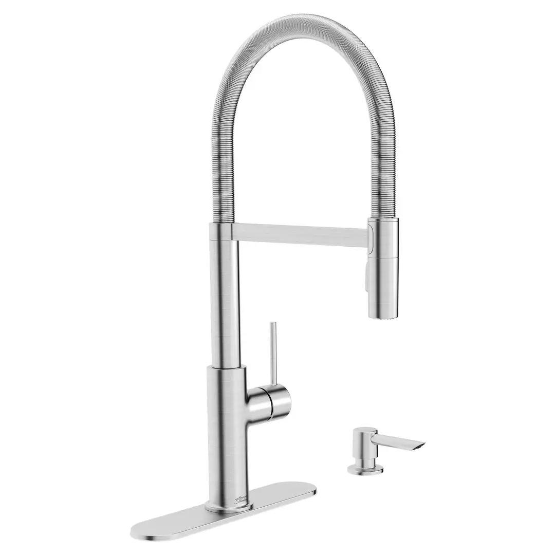 Tamarind Semi-Pro Dual Spray Kitchen Faucet with Deck Plate and Soap Dispenser material