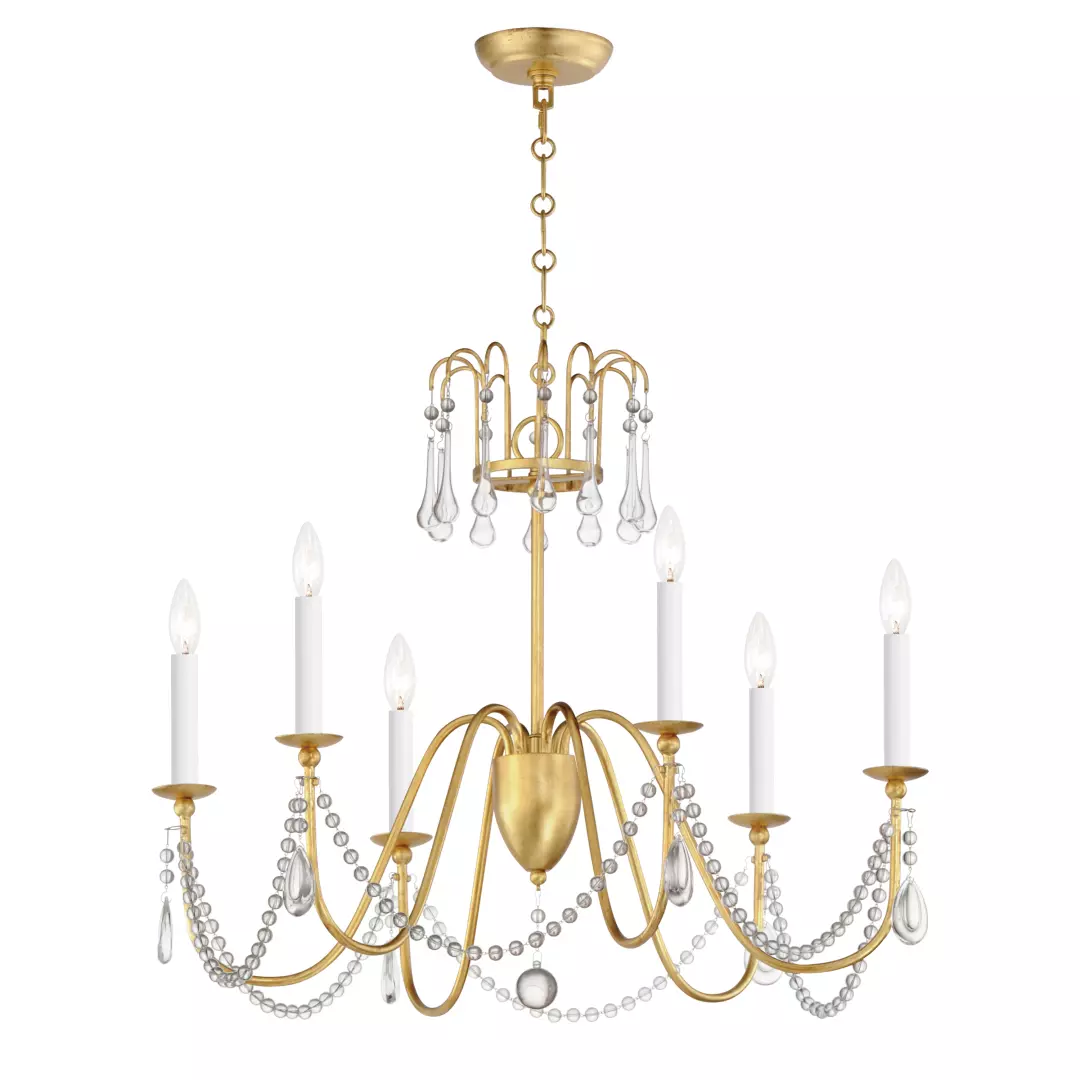Plumette 6-Light Chandelier w Crystal material