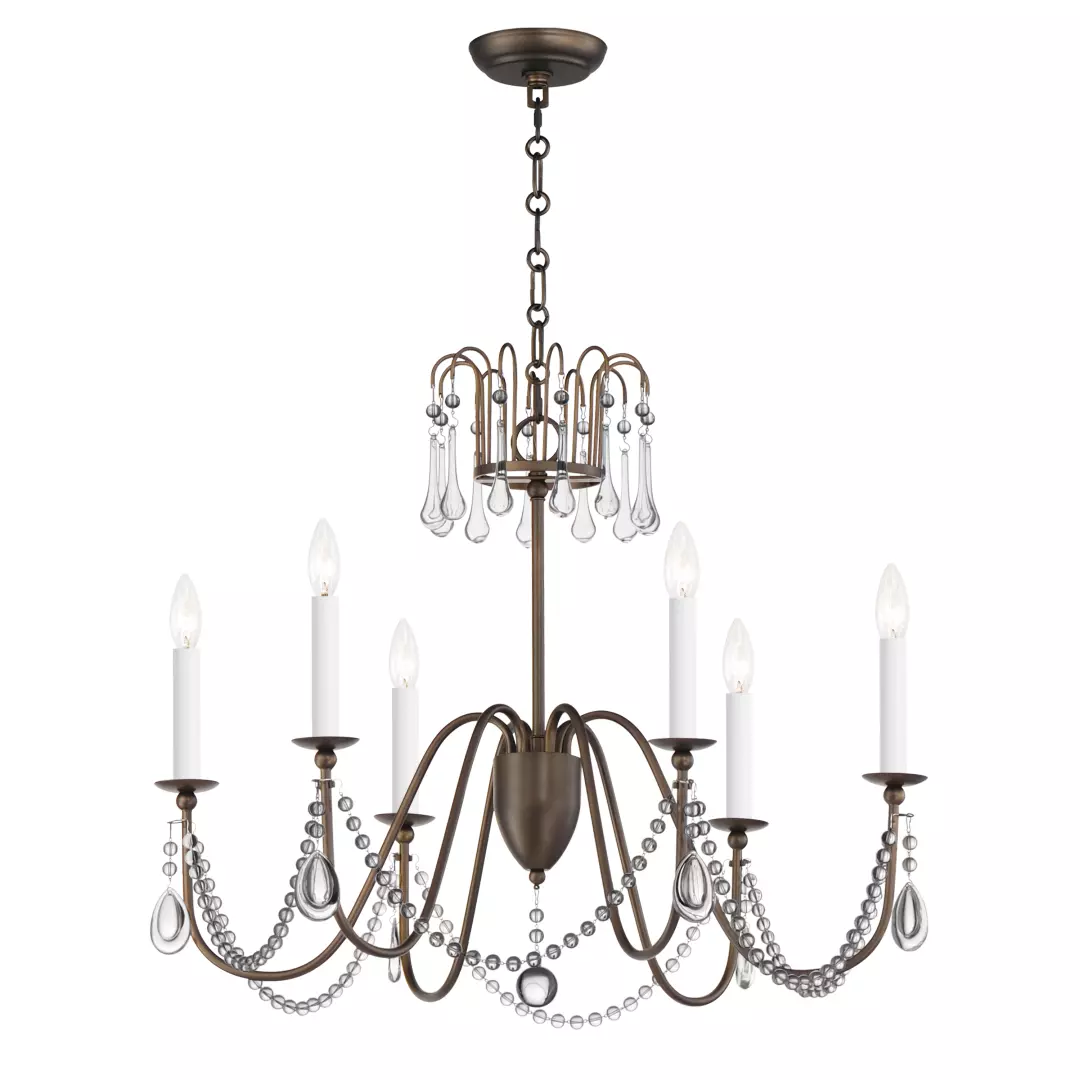 Plumette 6-Light Chandelier w Crystal material
