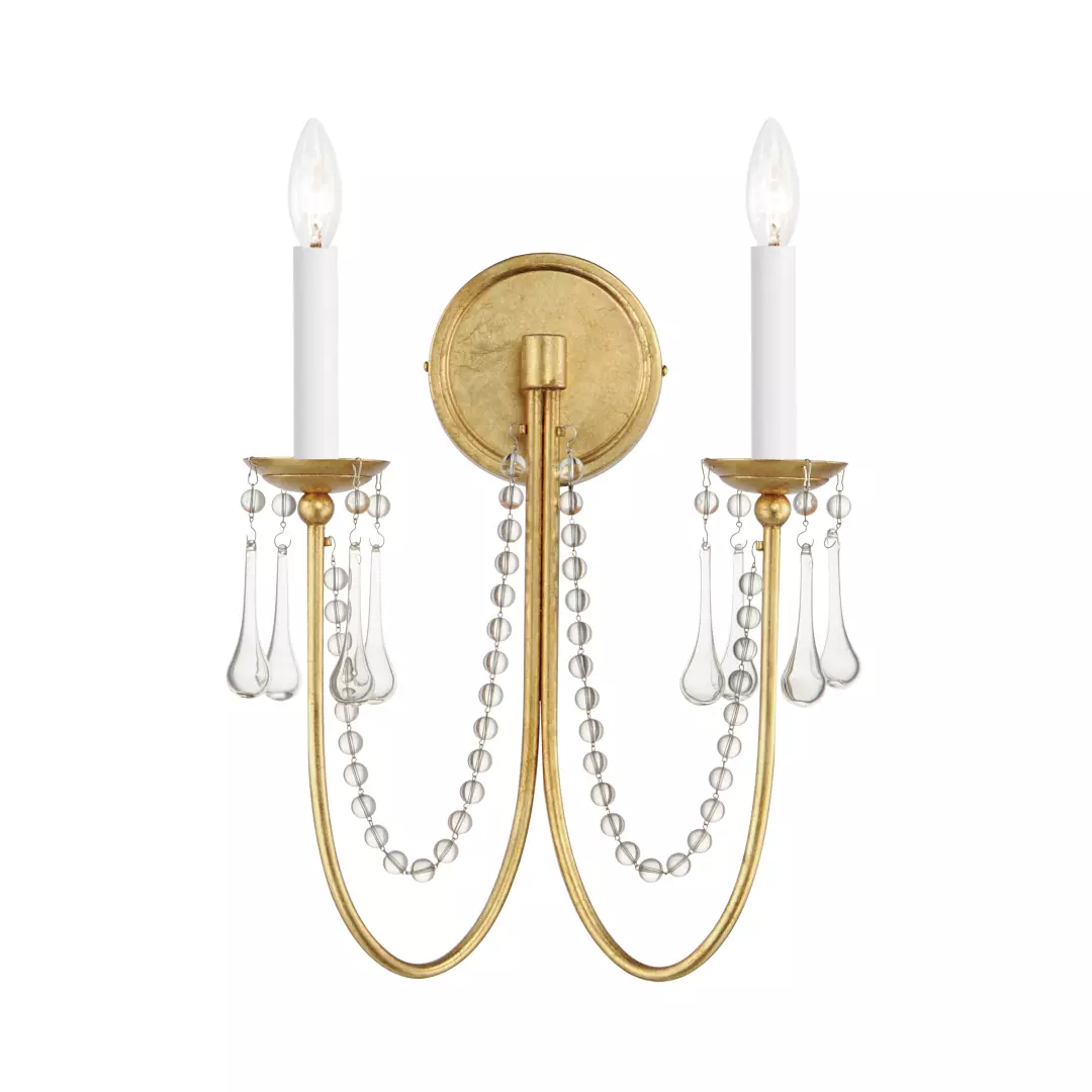 Plumette 2-Light Wall Sconce w Crystal material