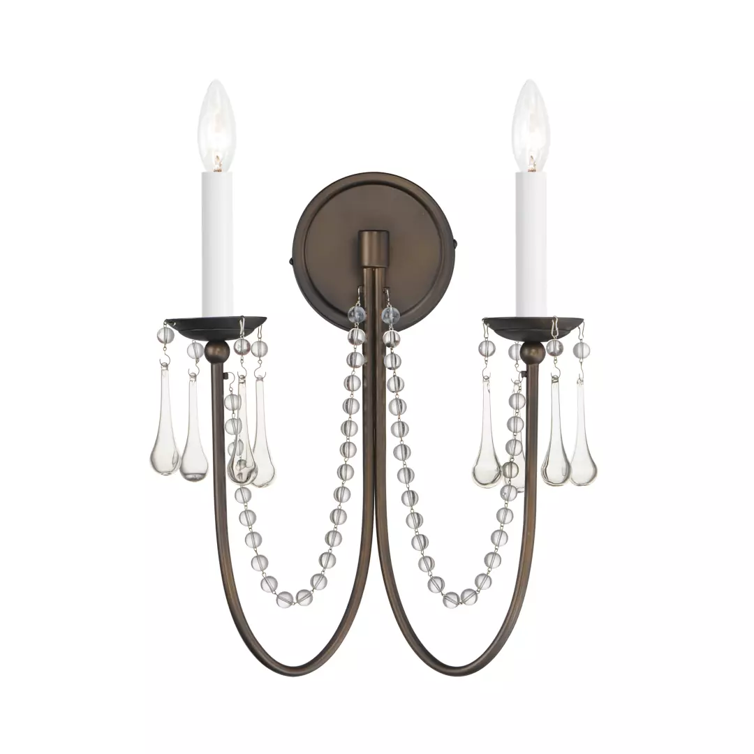 Plumette 2-Light Wall Sconce w Crystal material