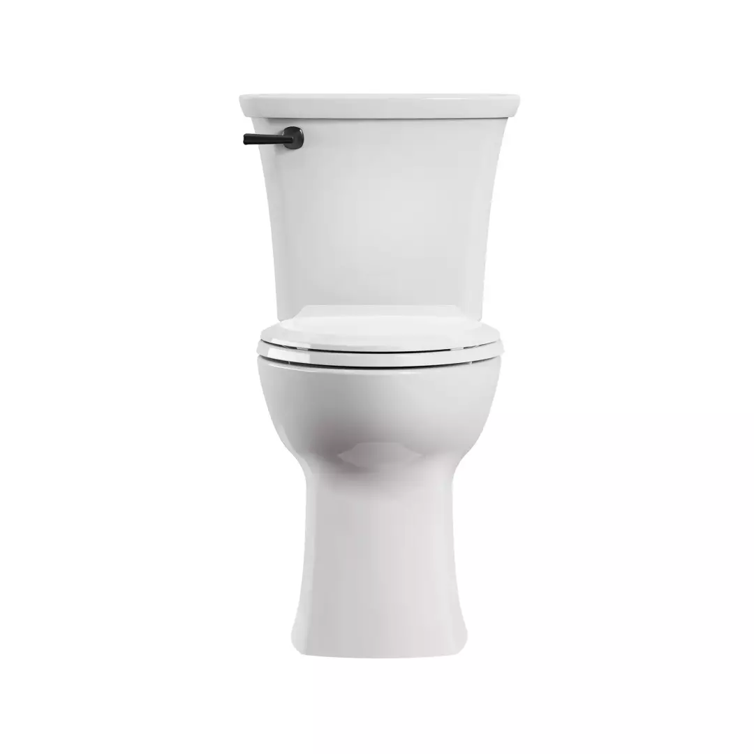 Edgemere Two-Piece 1.28 gpf/4.8 Lpf Chair Height Elongated Toilet With Matte Black Trip Lever Less Seat material