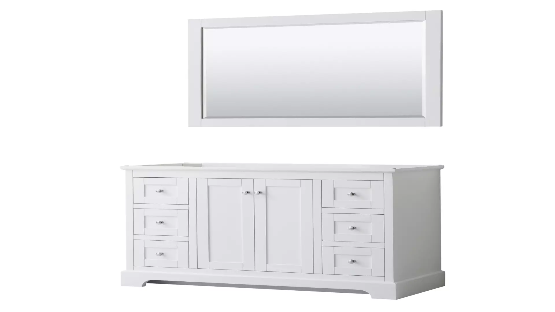 Avery 48 Inch Single Bathroom Vanity in White, No Countertop, No Sink, and 46 Inch Mirror material