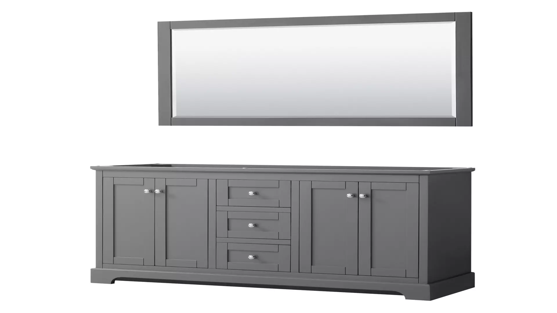 Avery 60 Inch Double Bathroom Vanity in Dark Gray, No Countertop, No Sinks, and 58 Inch Mirror material