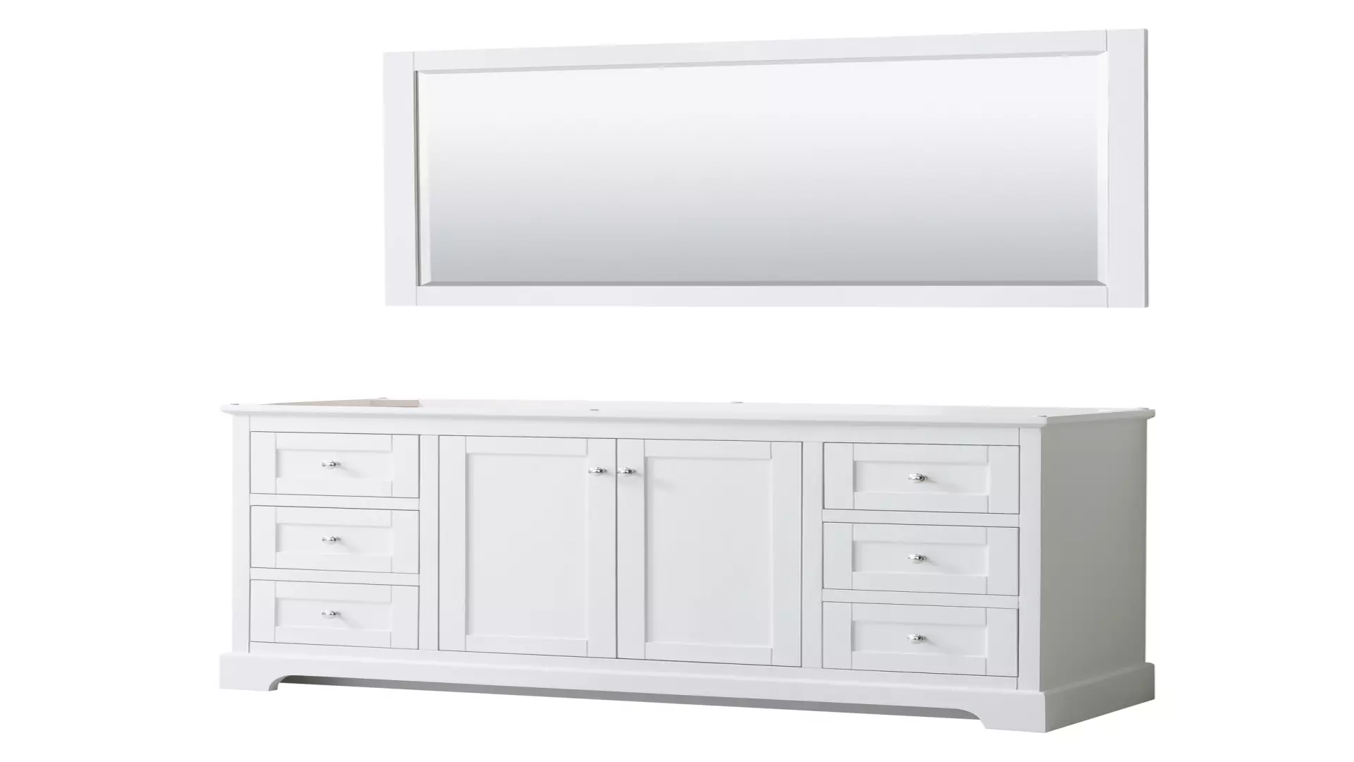 Avery 60 Inch Single Bathroom Vanity in White, No Countertop, No Sink, and 58 Inch Mirror material