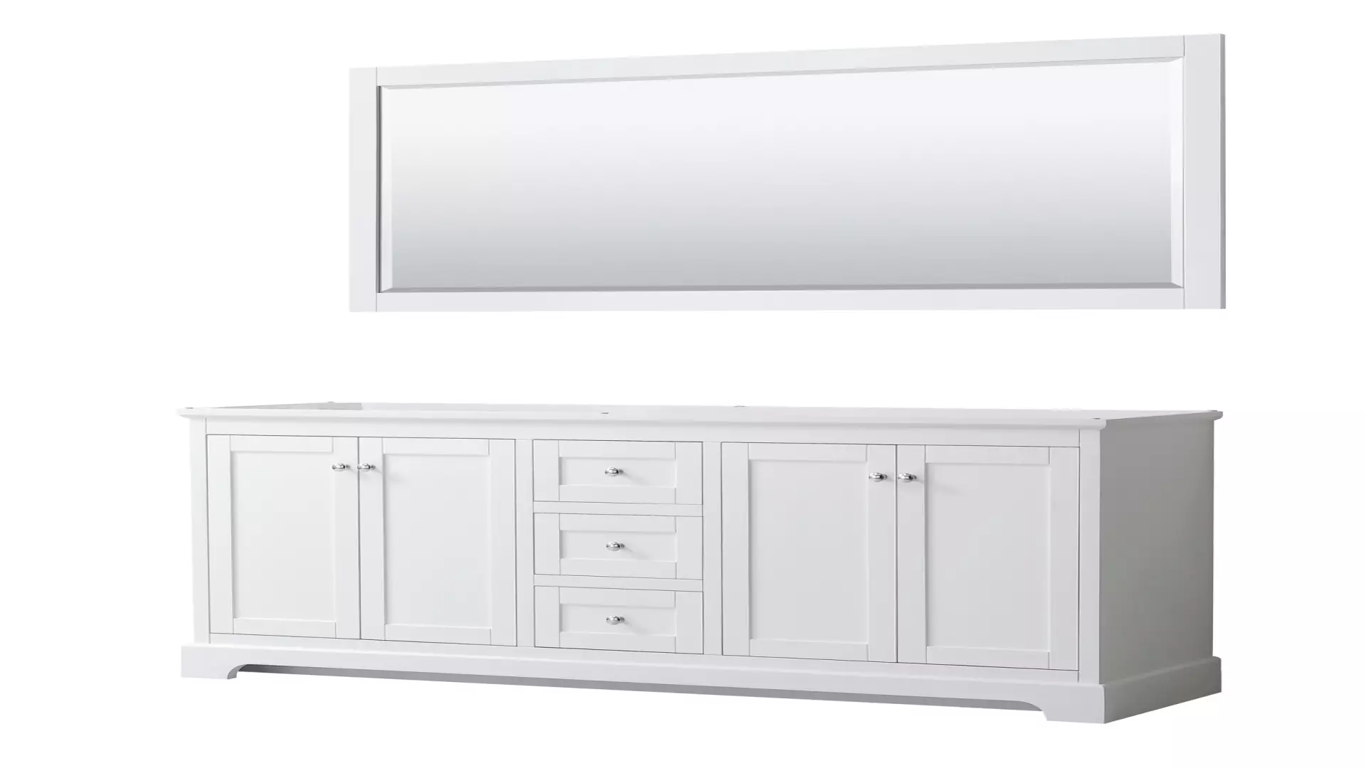 Avery 72 Inch Double Bathroom Vanity in White, No Countertop, No Sinks, and 70 Inch Mirror material