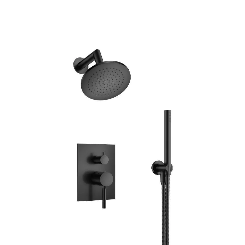 Matte Black Two Output Shower Set With Shower Head And Hand Held material