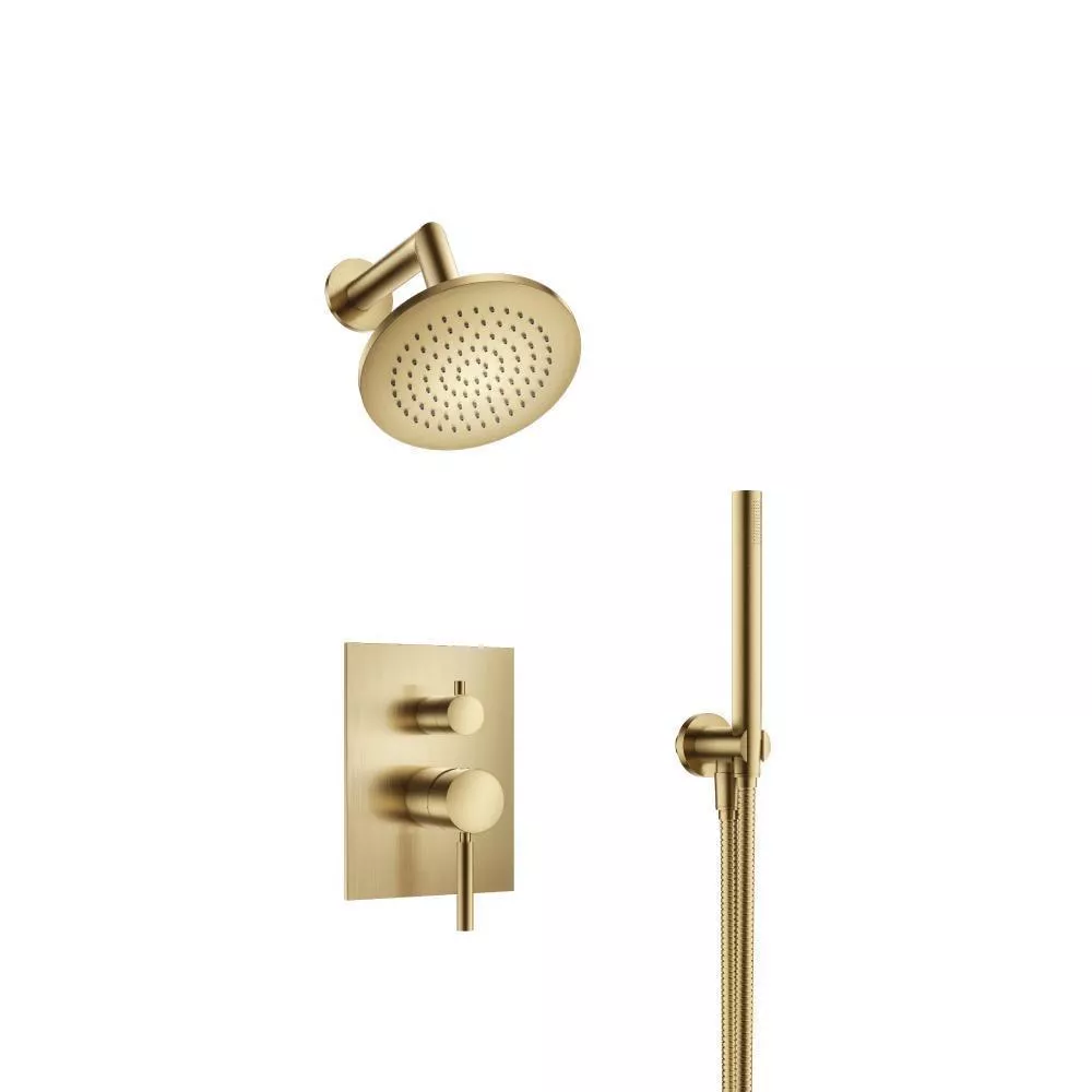 Satin Brass PVD Two Output Shower Set With Shower Head And Hand Held material