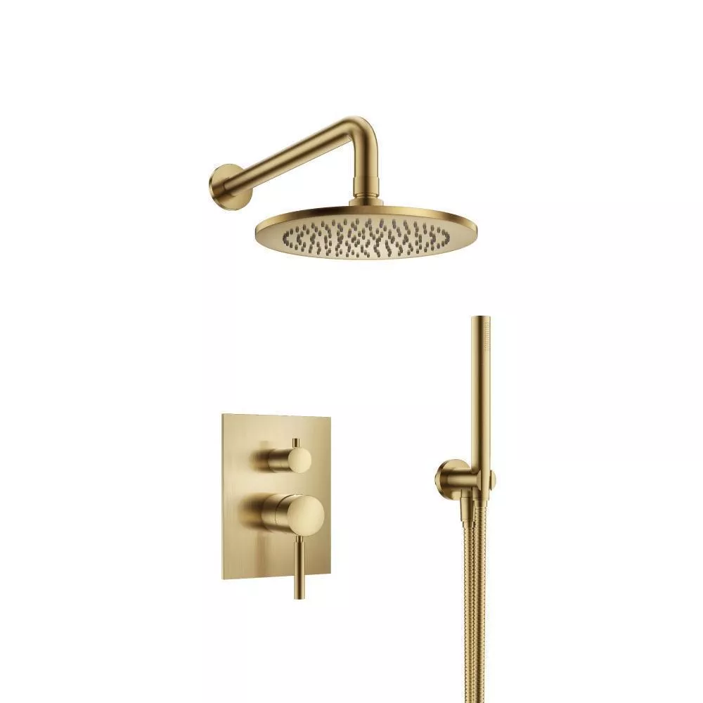 Satin Brass PVD Two Output Shower Set With Shower Head And Hand Held material
