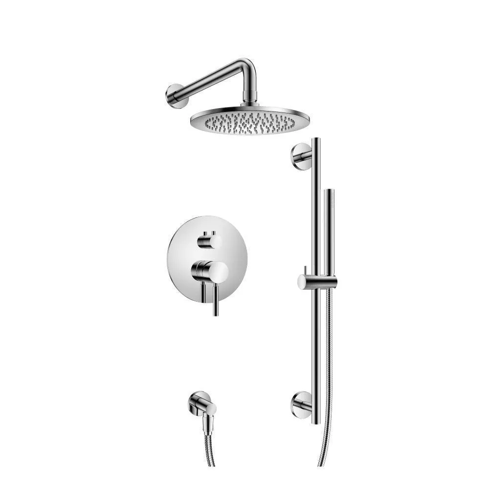 Chrome Two Output Shower Set With Shower Head, Hand Held And Slide Bar material