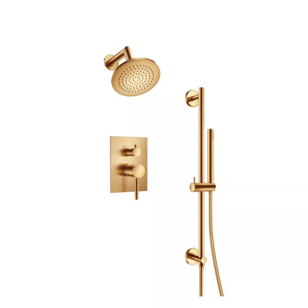 Brushed Bronze PVD Two Output Shower Set With Shower Head, Hand Held And Slide Bar material
