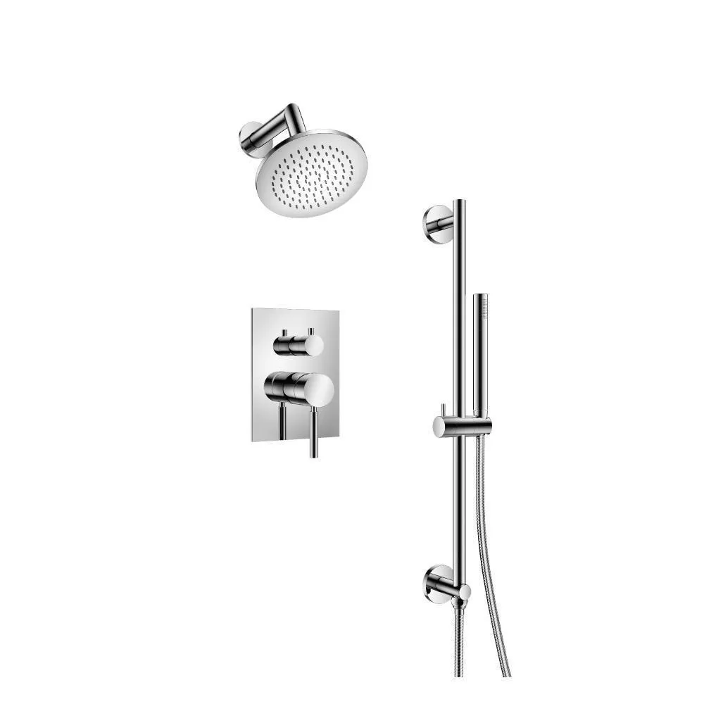 Chrome Two Output Shower Set With Shower Head, Hand Held And Slide Bar material