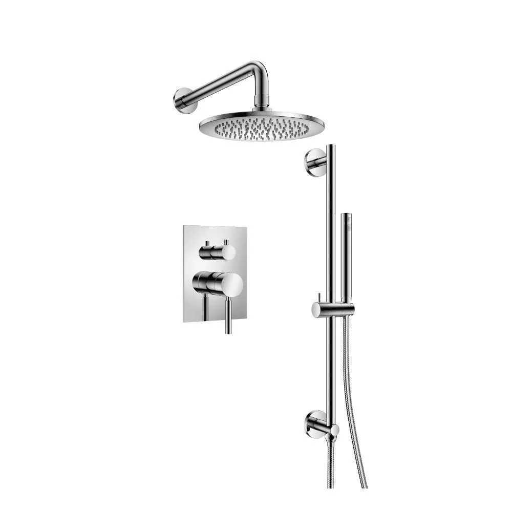 Chrome Two Output Shower Set With Shower Head, Hand Held And Slide Bar material