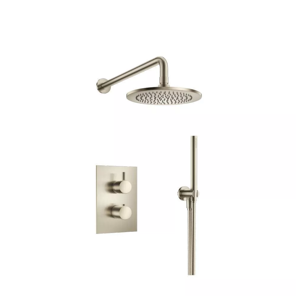 Brushed Nickel PVD Two Output Shower Set With Shower Head And Hand Held material