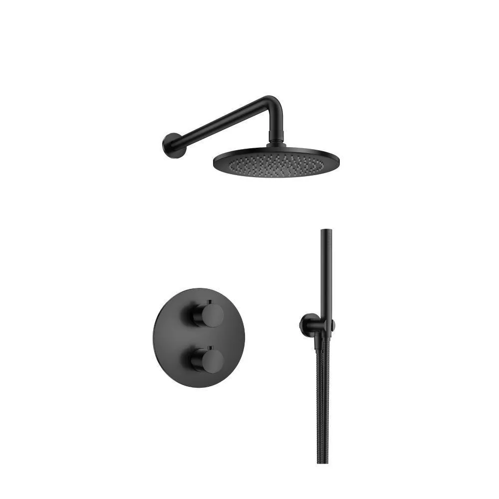 Matte Black Two Output Shower Set With Shower Head And Hand Held material