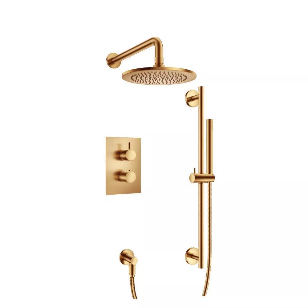Brushed Bronze PVD Two Output Shower Set With Shower Head, Hand Held And Slide Bar material