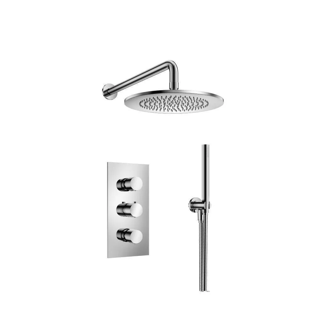 Chrome Two Output Shower Set With Shower Head And Hand Held material