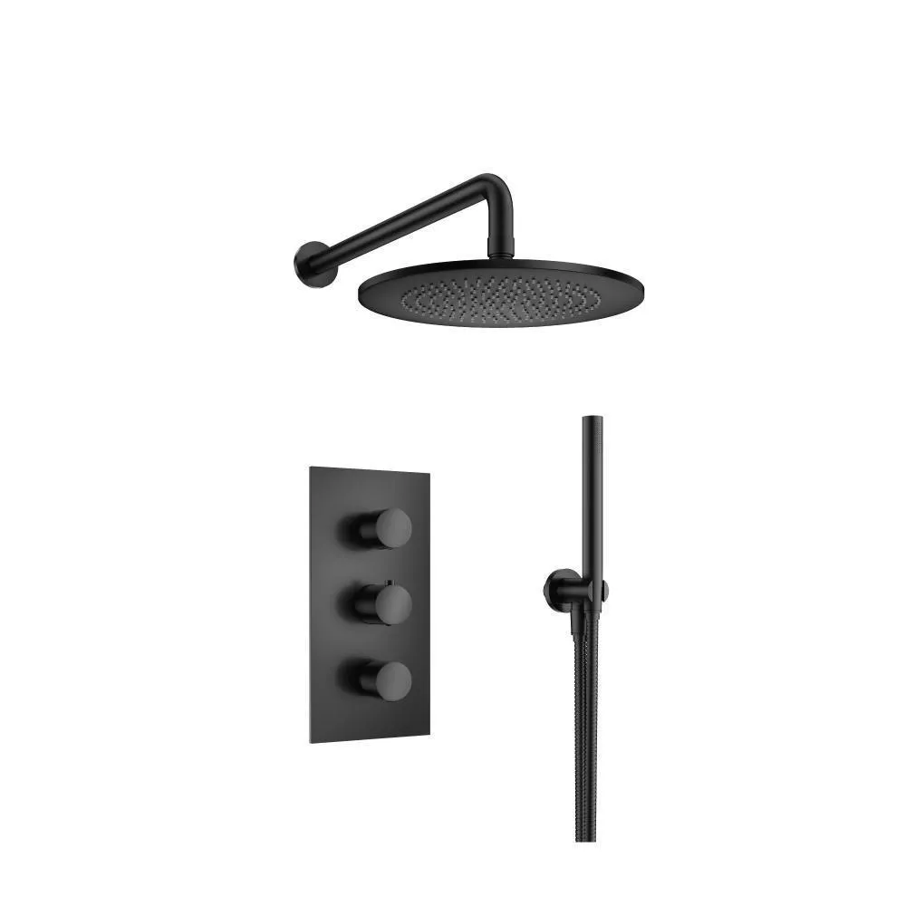 Matte Black Two Output Shower Set With Shower Head And Hand Held material