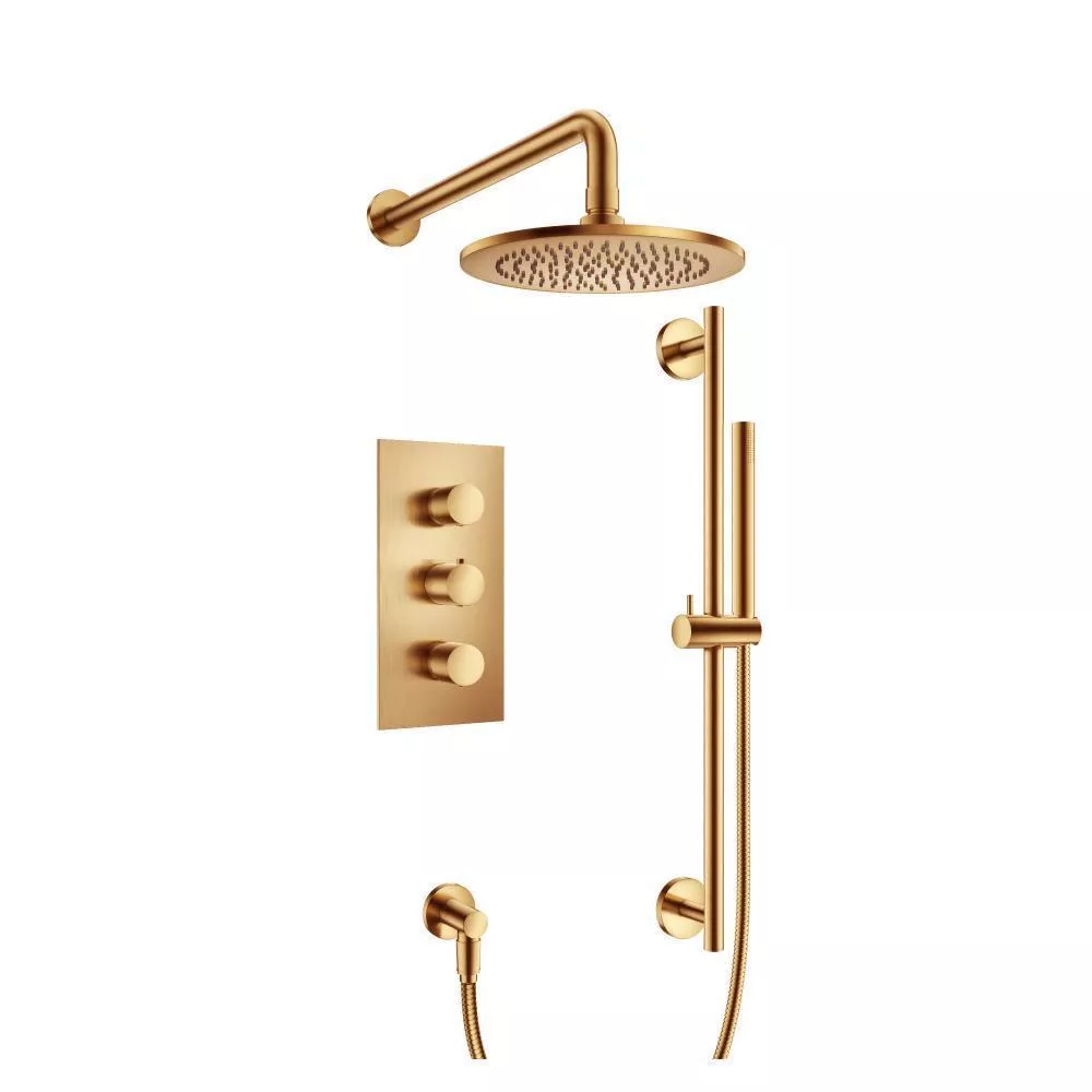 Brushed Bronze PVD Two Output Shower Set With Shower Head, Hand Held And Slide Bar material