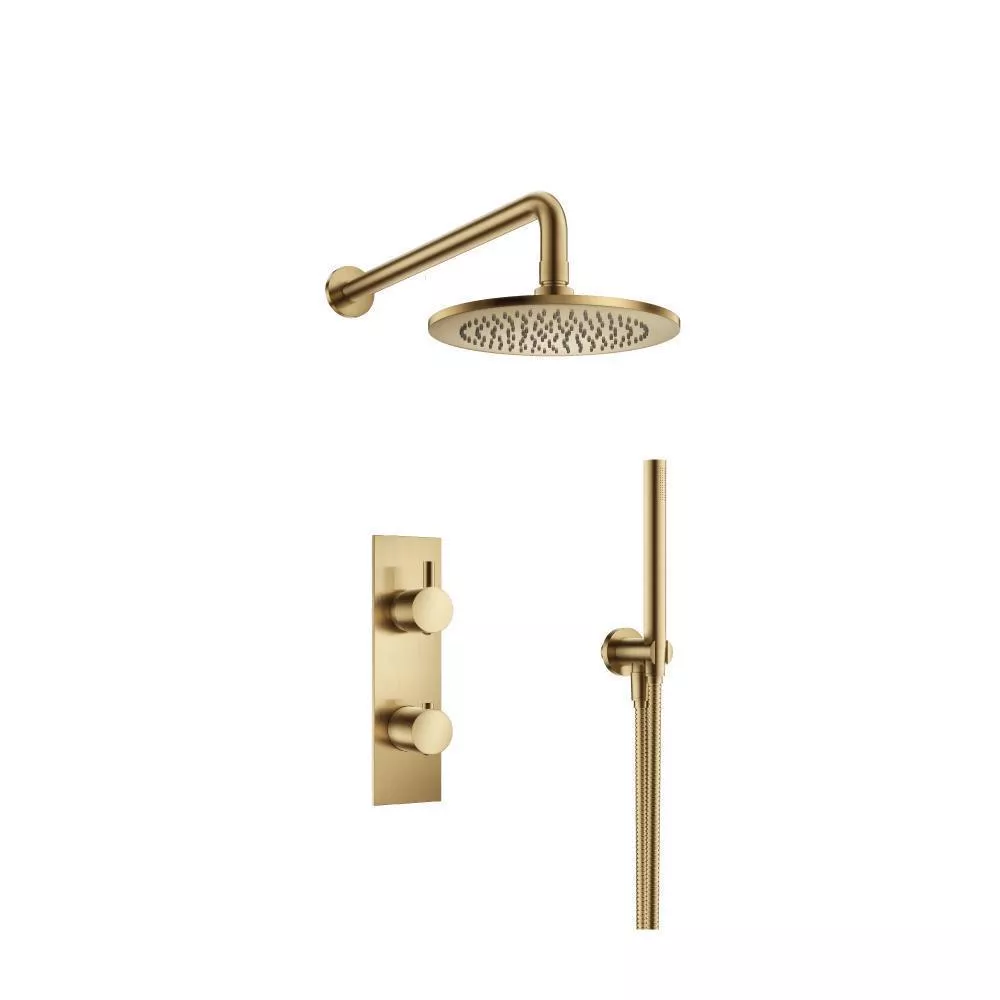 Satin Brass PVD Two Output Shower Set With Shower Head And Hand Held material