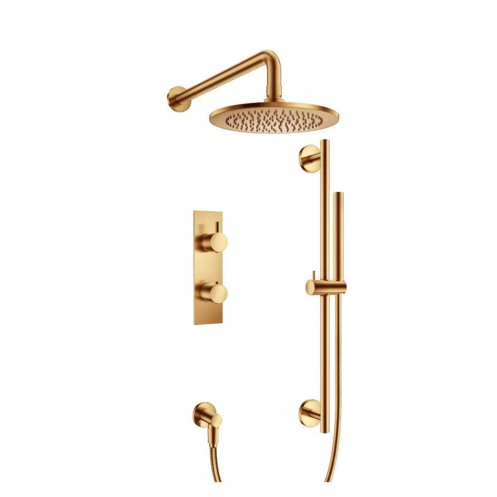 Brushed Bronze PVD Two Output Shower Set With Shower Head, Hand Held And Slide Bar material