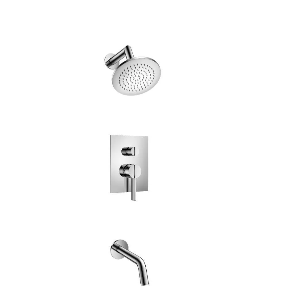 Chrome Two Output Shower Set With Shower Head And Tub Spout material