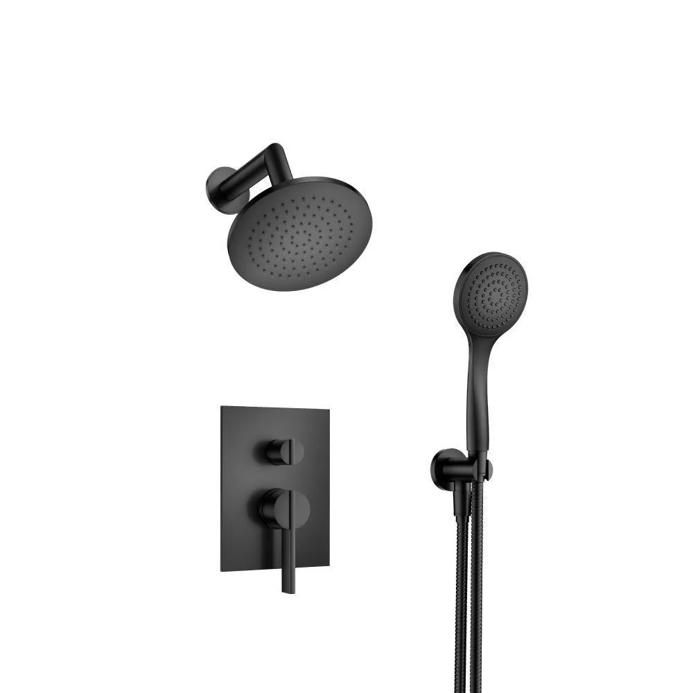 Matte Black Two Output Shower Set With Shower Head And Hand Held material