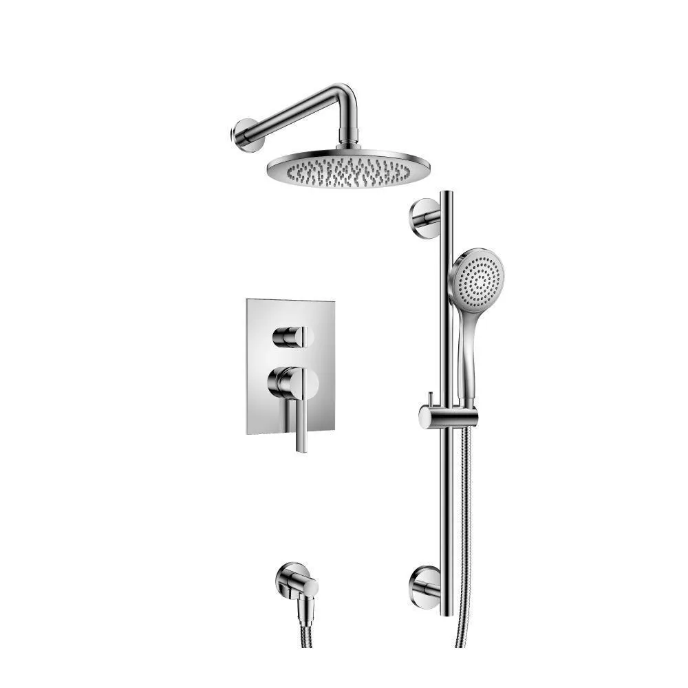 Chrome Two Output Shower Set With Shower Head, Hand Held And Slide Bar material