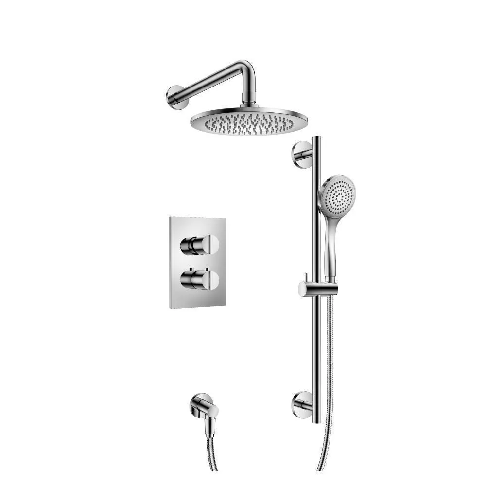 Chrome Two Output Shower Set With Shower Head, Hand Held And Slide Bar material