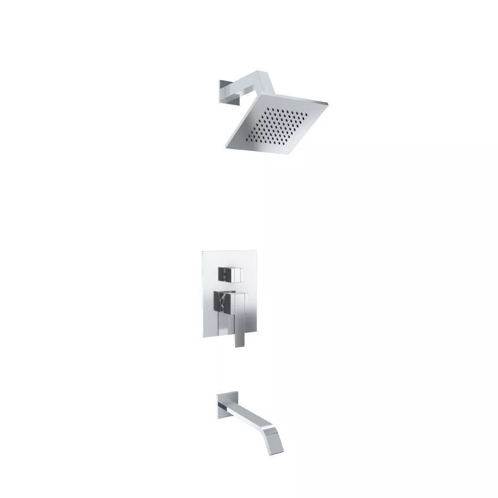 Chrome Two Output Shower Set With Shower Head And Tub Spout material