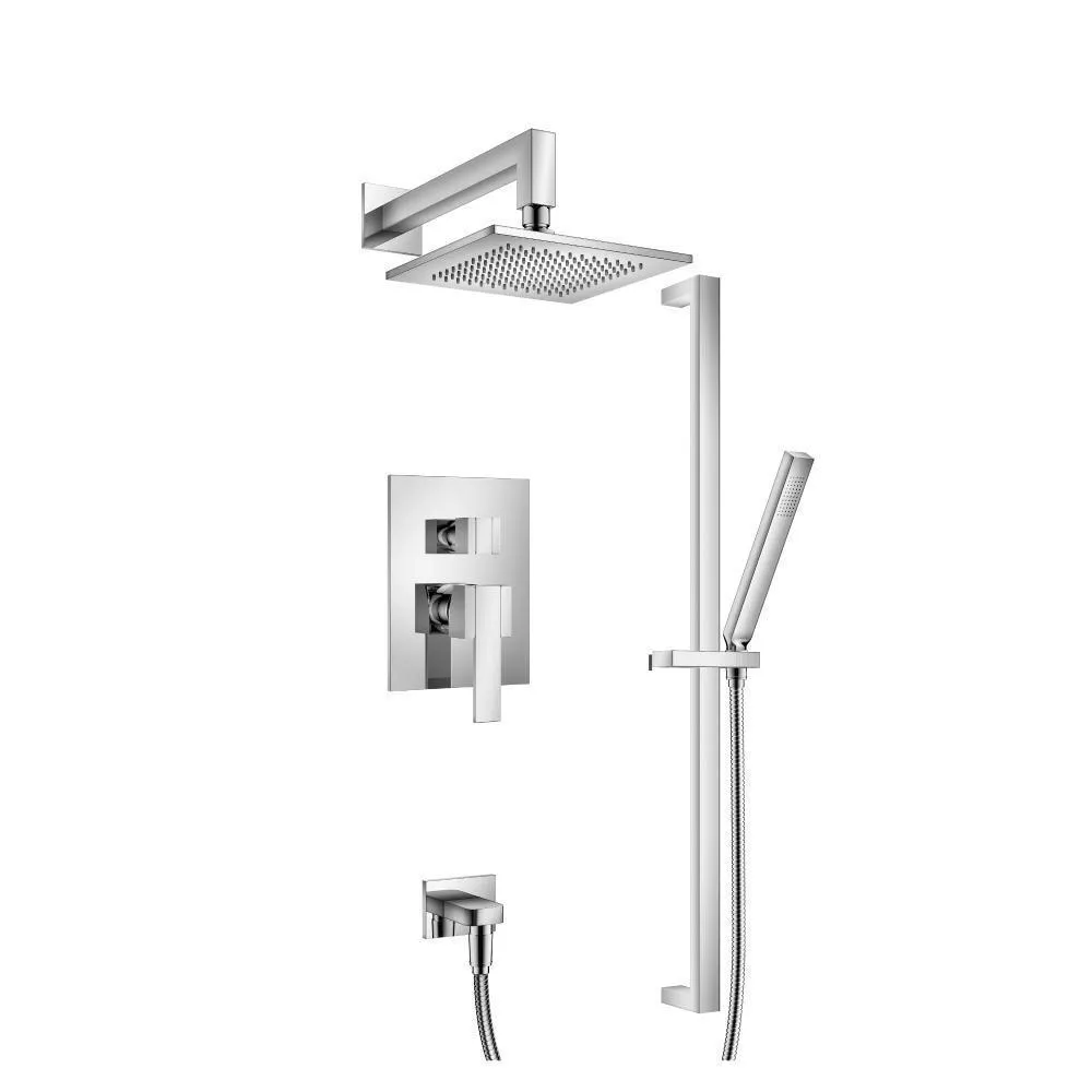 Chrome Two Output Shower Set With Shower Head, Hand Held And Slide Bar material