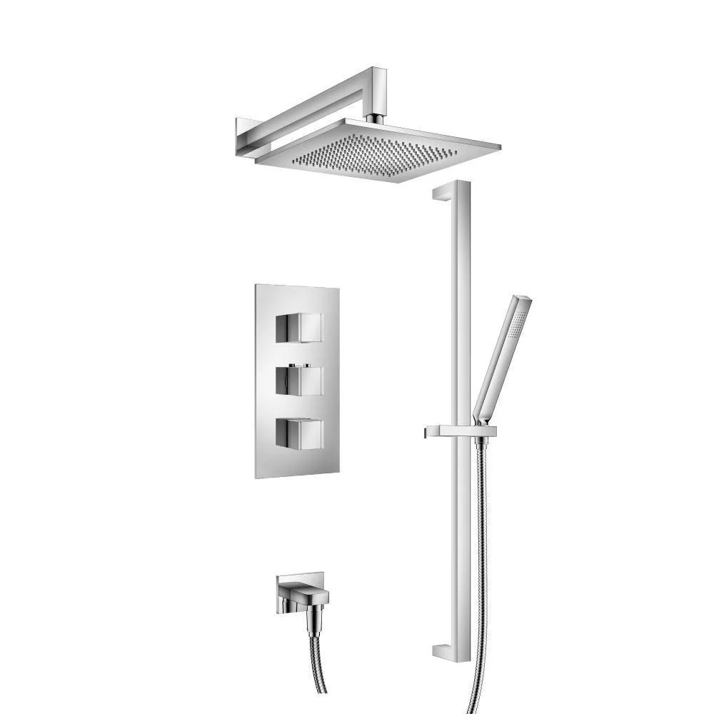 Chrome Two Output Shower Set With Shower Head, Hand Held And Slide Bar material