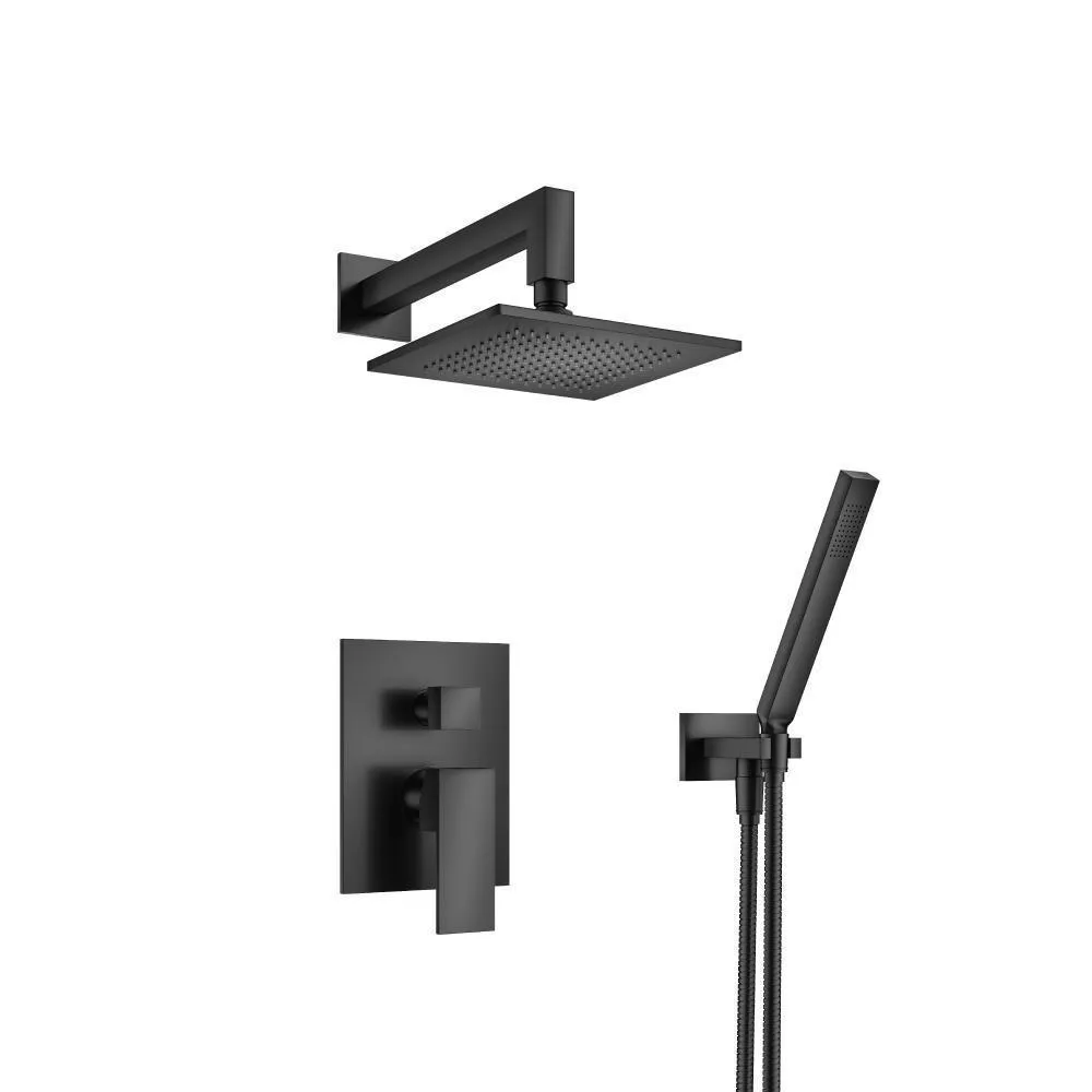 Matte Black Two Output Shower Set With Shower Head And Hand Held material