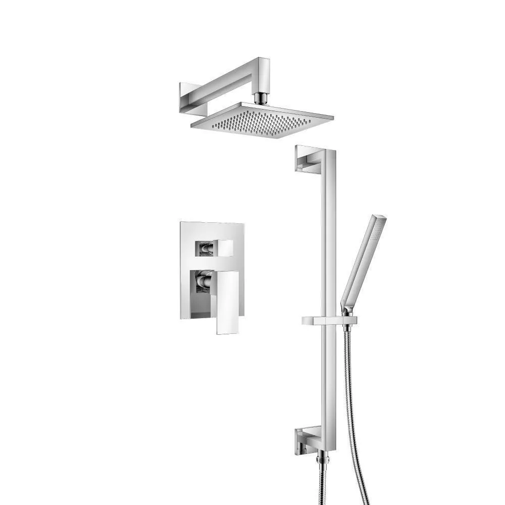 Chrome Two Output Shower Set With Shower Head, Hand Held And Slide Bar material