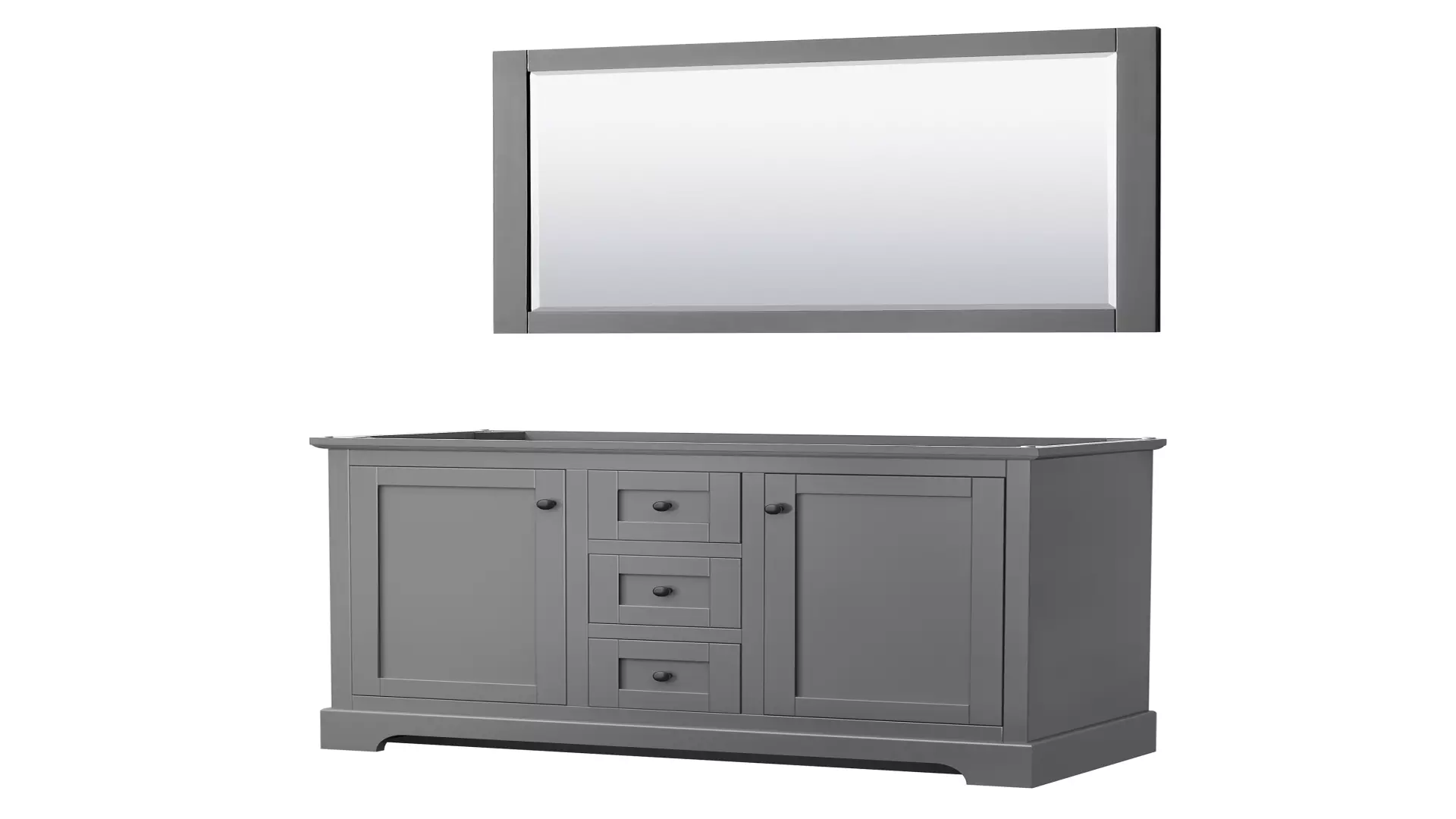 Avery 48 Inch Double Bathroom Vanity in Dark Gray, No Countertop, No Sinks, Matte Black Trim, 46 Inch Mirror material