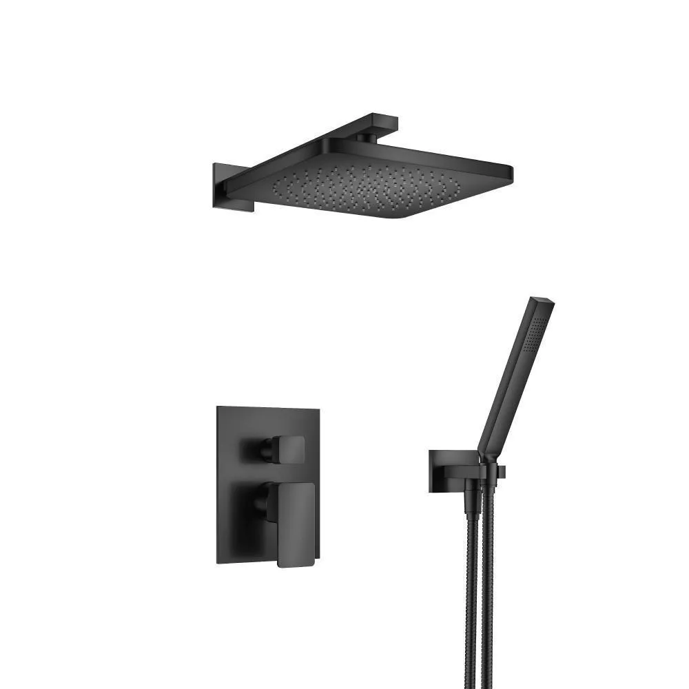 Matte Black Two Output Shower Set With Shower Head And Hand Held material