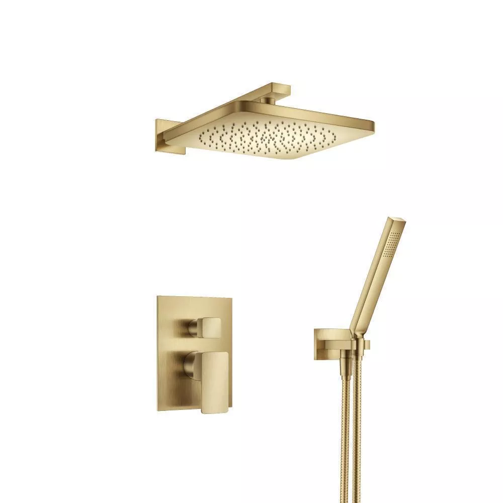 Satin Brass PVD Two Output Shower Set With Shower Head And Hand Held material
