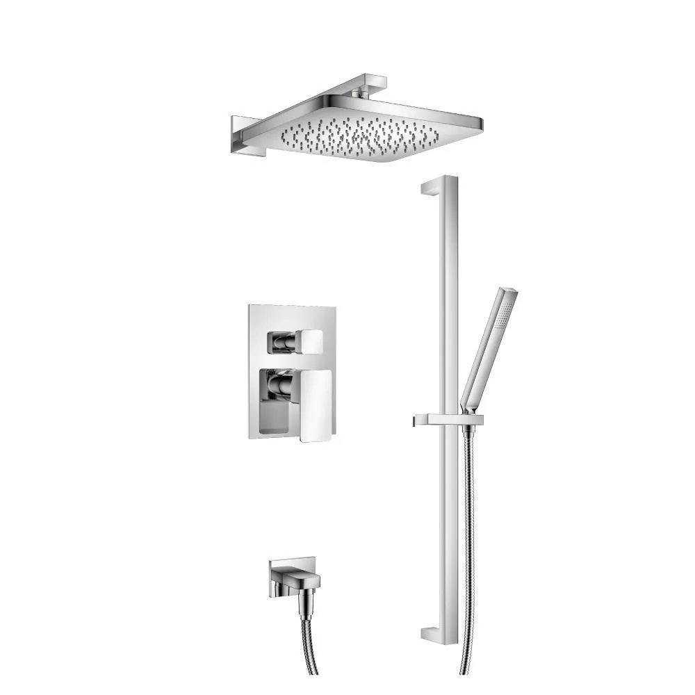 Chrome Two Output Shower Set With Shower Head, Hand Held And Slide Bar material