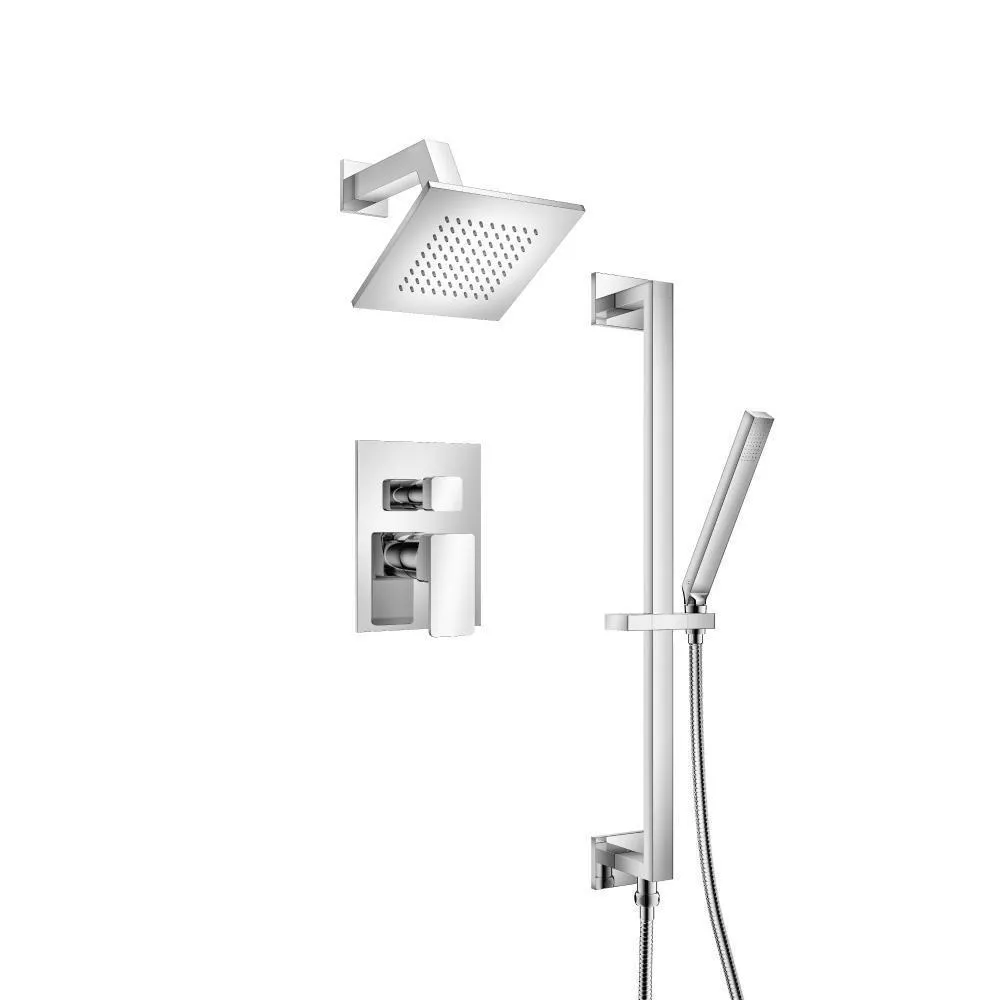 Chrome Two Output Shower Set With Shower Head, Hand Held And Slide Bar material
