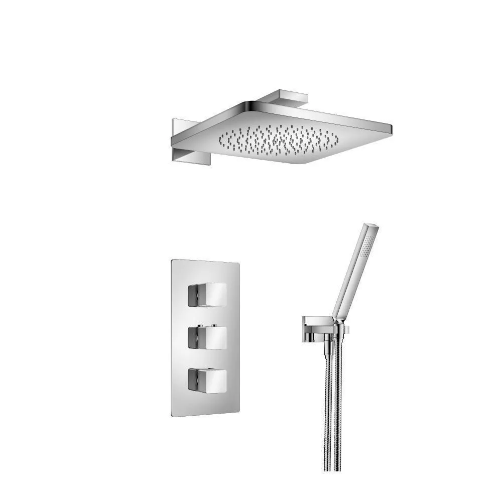 Chrome Two Output Shower Set With Shower Head And Hand Held material